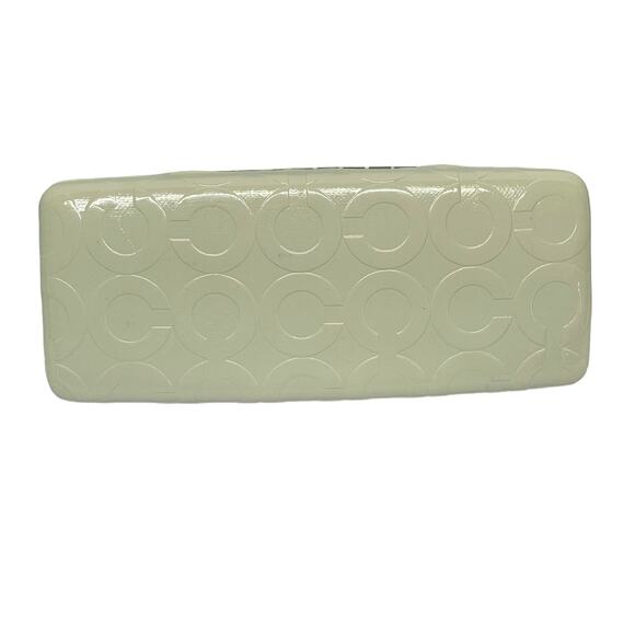 Coach Sunglass Case Clamshell Embossed Cream White - Picture 1 of 5